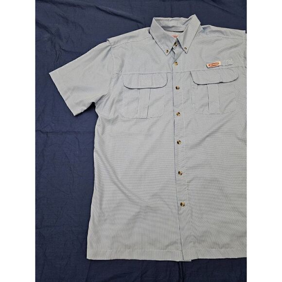 Berkley Shirt Mens Large Fishing Vented Blue Checked Short Sleeve Button Down - Picture 13 of 13